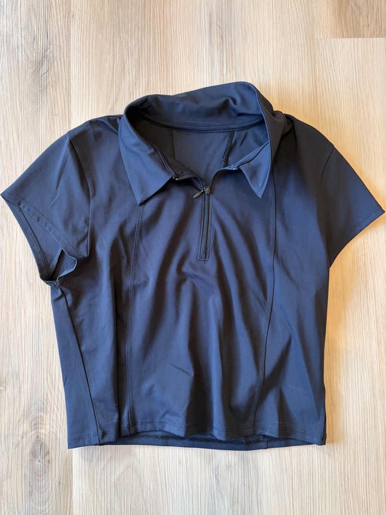 Old Navy - Women’s Black Quarter Zip Active Polo Crop Top Nwot